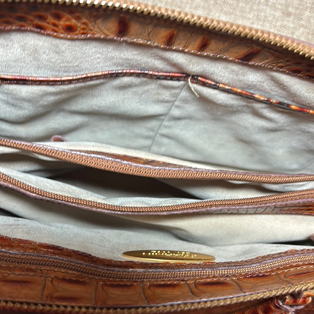 Brahmin Leather Satchel Pecan Melbourne Croc wStrap 11.75”Lx7.5”Hx4.5”W - Picture 14 of 17